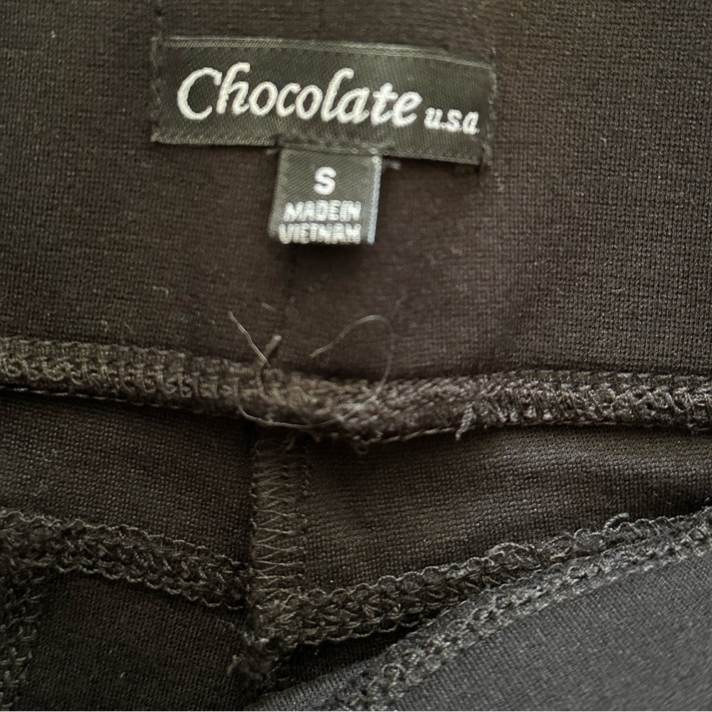 NWOT Chocolate USA Stretch Black Leggings With Zipper Size S - Picture 4 of 4
